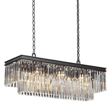 Подвесная люстра RH 1920s Odeon Clear Glass Rectangular Chandelier Black iron 100