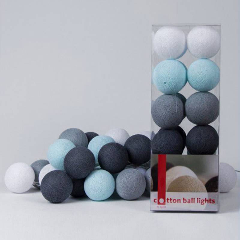 Гирлянда хлопковые фонарики Сotton Ball Aqua-Grey от ImperiumLoft Гирлянда хлопковые фонарики Сotton Ball Aqua-Grey от ImperiumLoft