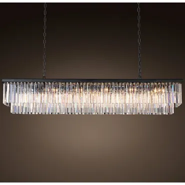 Подвесная люстра RH 1920s Odeon Clear Glass Fringe Black iron 150