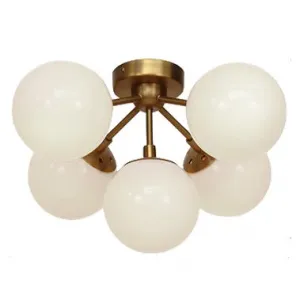 Потолочная люстра Modo 5 Brass color & white glass