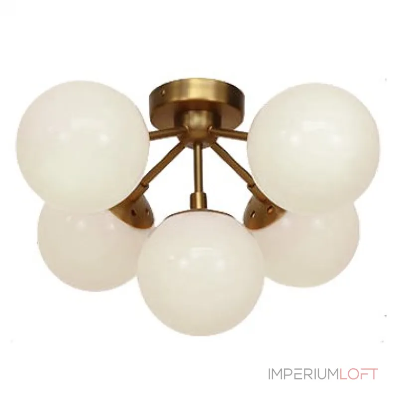Потолочная люстра Modo 5 Brass color & white glass Потолочная люстра Modo 5 Brass color & white glass
