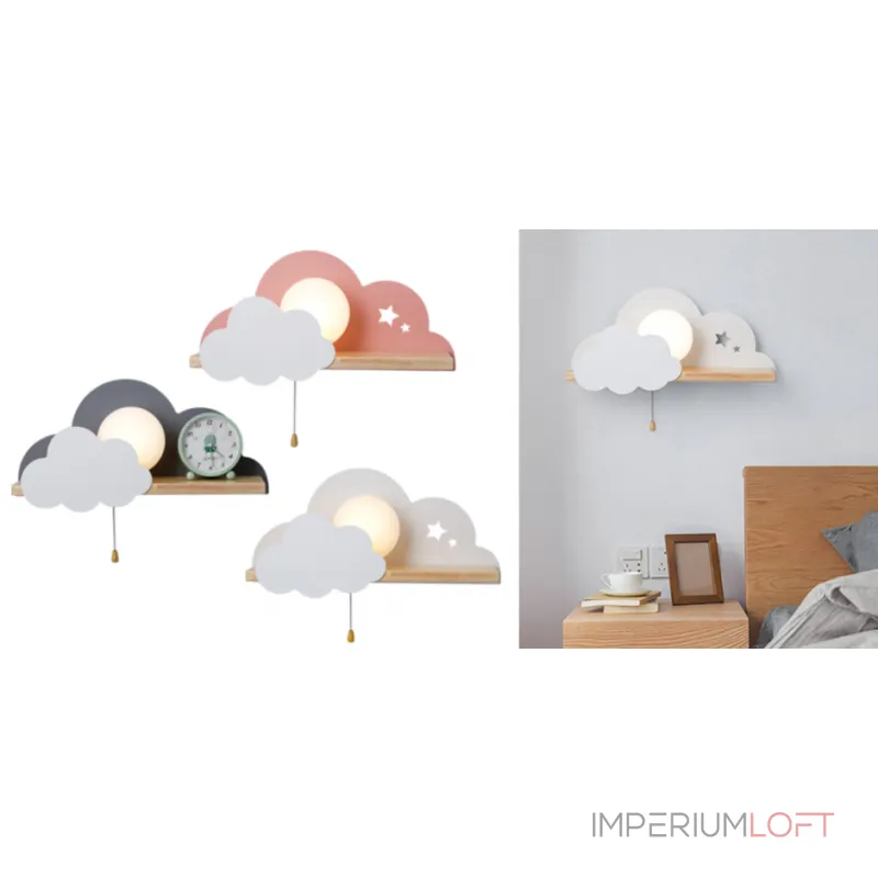 Бра с полкой Серое Облако Wall Lamp Gray Cloud от ImperiumLoft Бра с полкой Серое Облако Wall Lamp Gray Cloud от ImperiumLoft