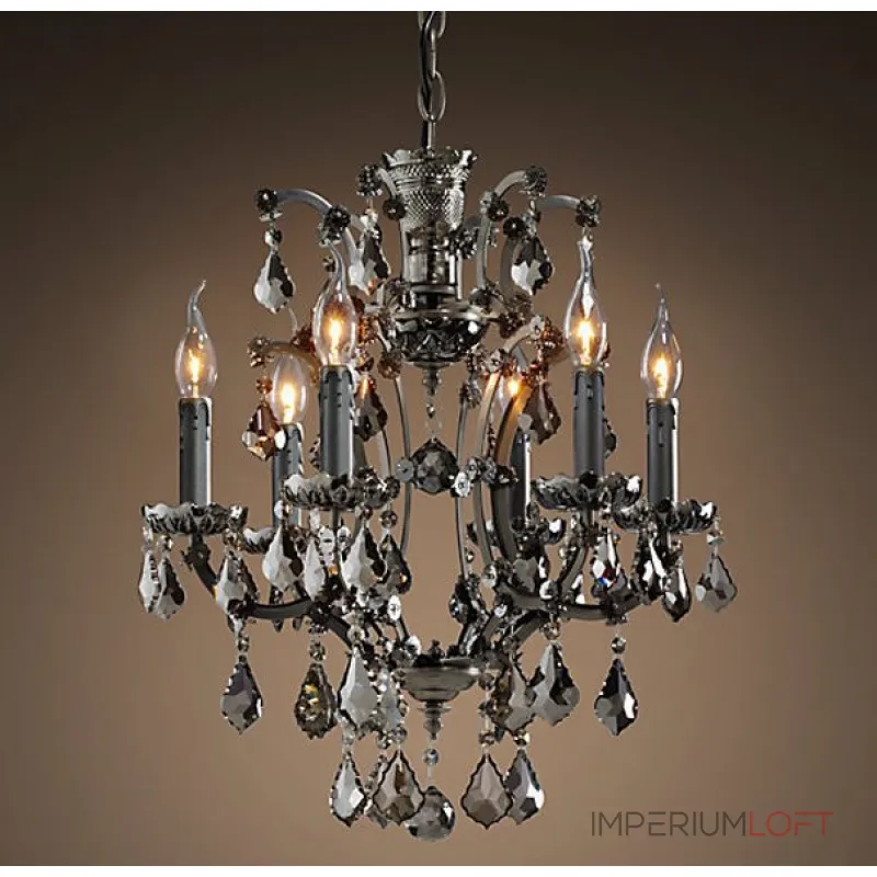 Подвесная люстра 19TH C. ROCOCO IRON & Smok CRYSTAL 6 Подвесная люстра 19TH C. ROCOCO IRON & Smok CRYSTAL 6