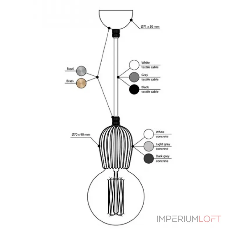 Подвесной светильник BETON RIB  от ImperiumLoft