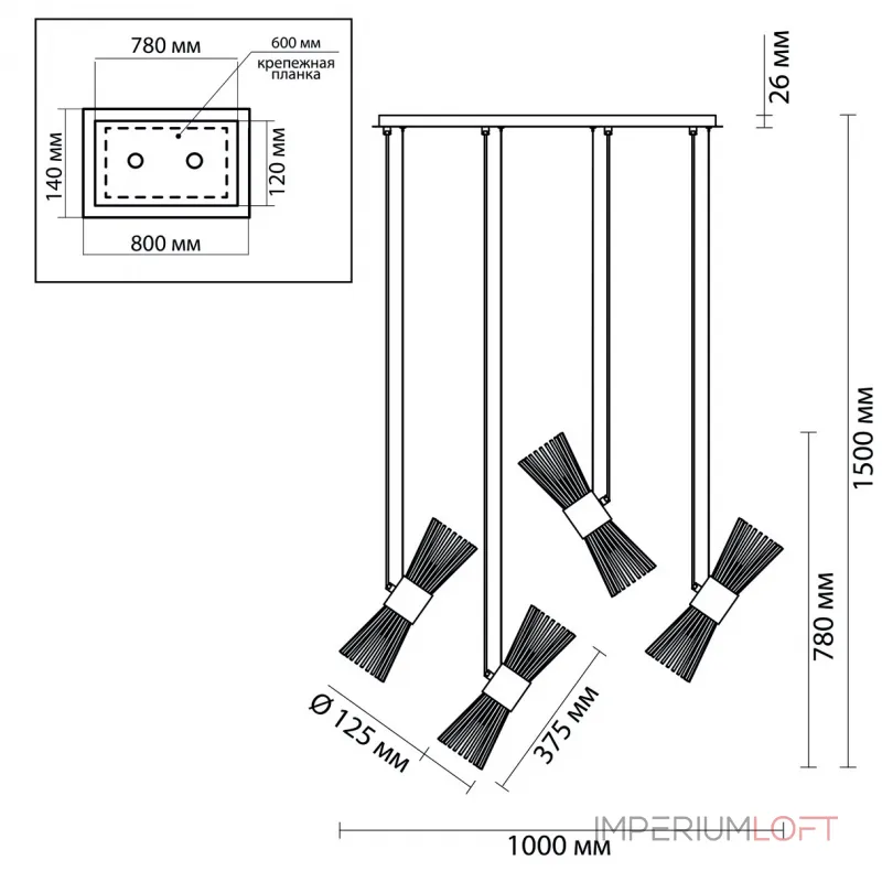 Люстра Orso Chandelier 8 от ImperiumLoft