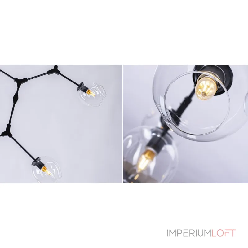 Люстра на штанге Сrumpled Glass Bubble Chandelier Black 6 Люстра на штанге Сrumpled Glass Bubble Chandelier Black 6