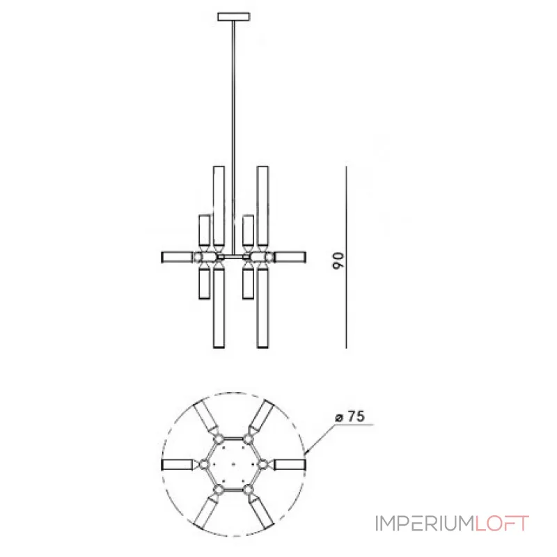 Люстра на штанге Castle 18-03 Black and Smoke Люстра на штанге Castle 18-03 Black and Smoke