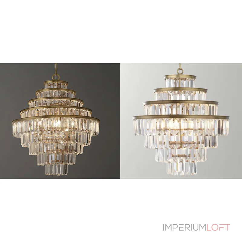 Подвесная люстра RH Alaine Crystal Large Pendant Antiqued Brass