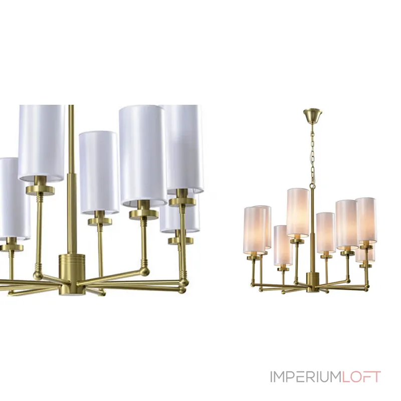 Подвесная люстра Fabric Lampshade Brass 8 Подвесная люстра Fabric Lampshade Brass 8