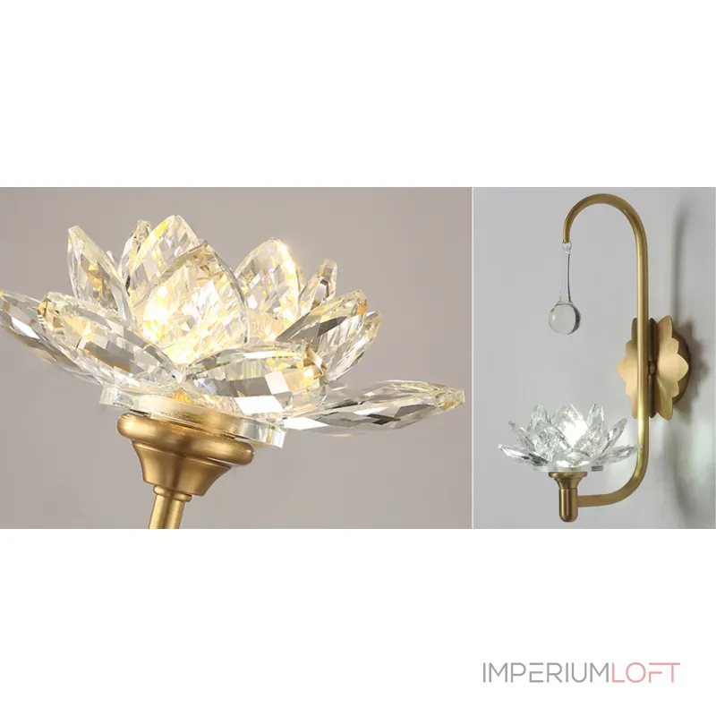 Хрустальный настенный светильник Цветок Лотоса Lotus flower Wall Clear Glass A от ImperiumLoft