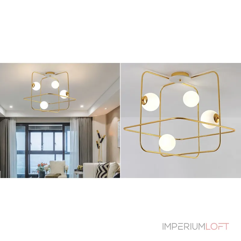 Люстра на штанге Broken Squares Balls Brass