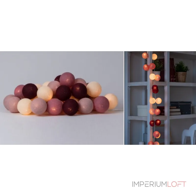 Гирлянда хлопковые фонарики Сotton Ball Rosegarden от ImperiumLoft Гирлянда хлопковые фонарики Сotton Ball Rosegarden от ImperiumLoft