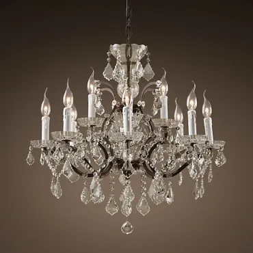 Подвесная люстра 19TH C. ROCOCO IRON & CLEAR CRYSTAL 12