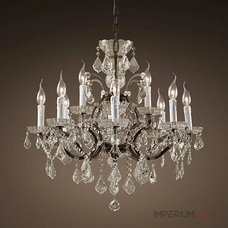 Подвесная люстра 19TH C. ROCOCO IRON & CLEAR CRYSTAL 12 Подвесная люстра 19TH C. ROCOCO IRON & CLEAR CRYSTAL 12