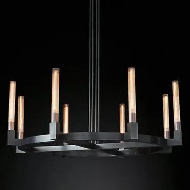 Люстра на штанге RH CANELLE Round Chandelier 8 Modern Black
