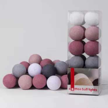 Гирлянда хлопковые фонарики Сotton Ball Dirty Rose