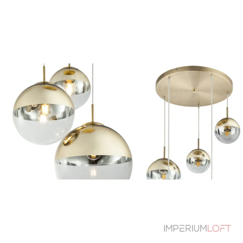 Светильник подвесной Mirror Ball Gold 5 плафонов  от ImperiumLoft