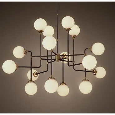 Люстра на штанге Bistro Globe Clear Glass Chandelier 16 Milk
