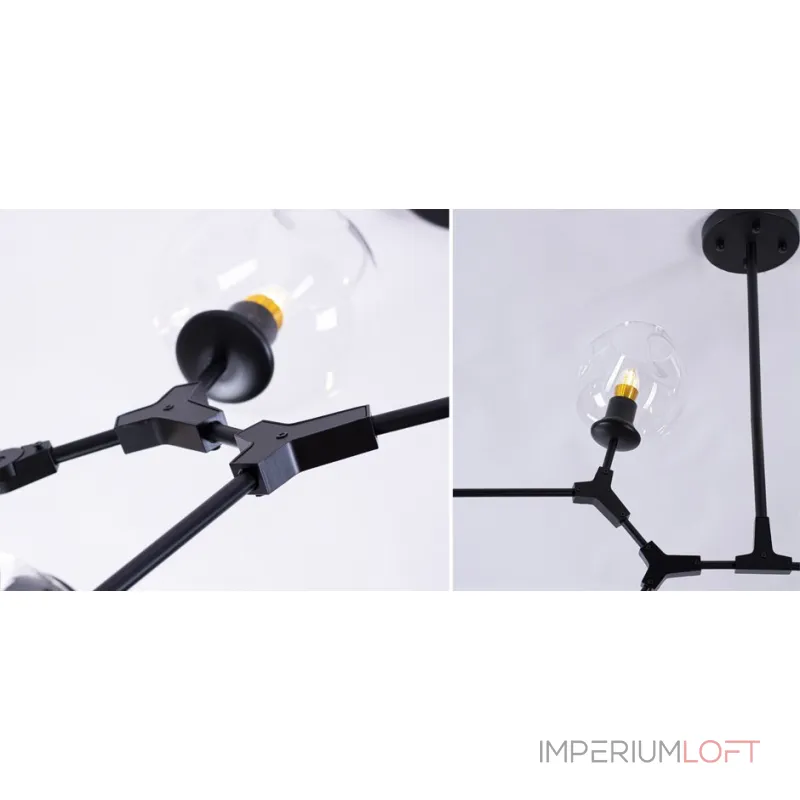 Люстра на штанге Сrumpled Glass Bubble Chandelier Black 8