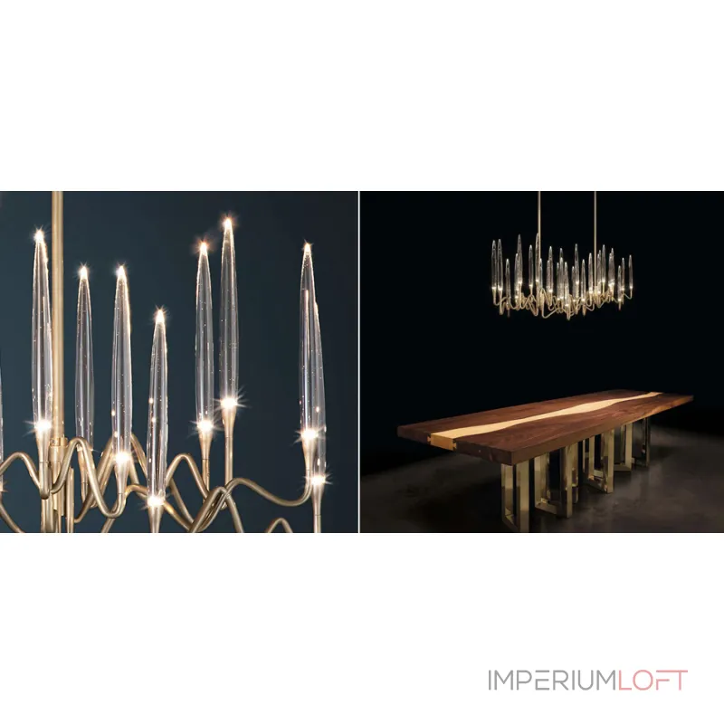 Люстра на штанге Il Pezzo Chandelier Brass and Crystals