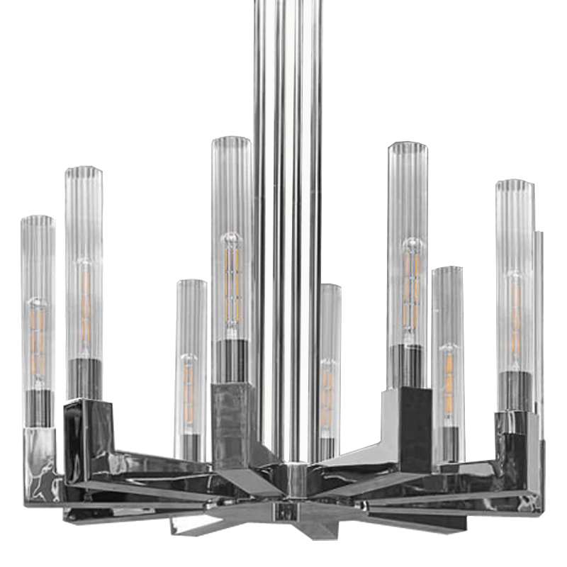 Люстра на штанге RH CANELLE Round Chandelier 10 Modern Chrome Люстра на штанге RH CANELLE Round Chandelier 10 Modern Chrome