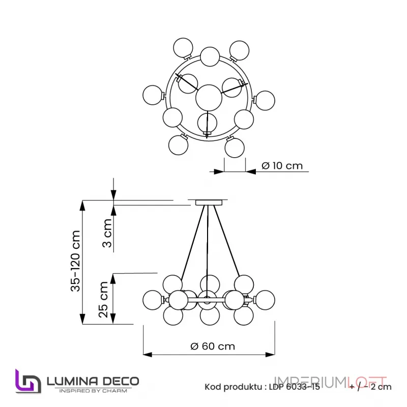 Подвесной светильник Lumina Deco Marsiada LDP 6033-25 FGD от ImperiumLoft