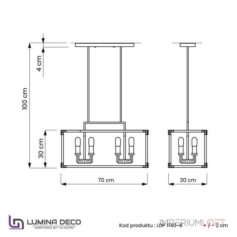 Люстра на штанге Lumina Deco Waldorf LDP 1140-8 BK+MD
