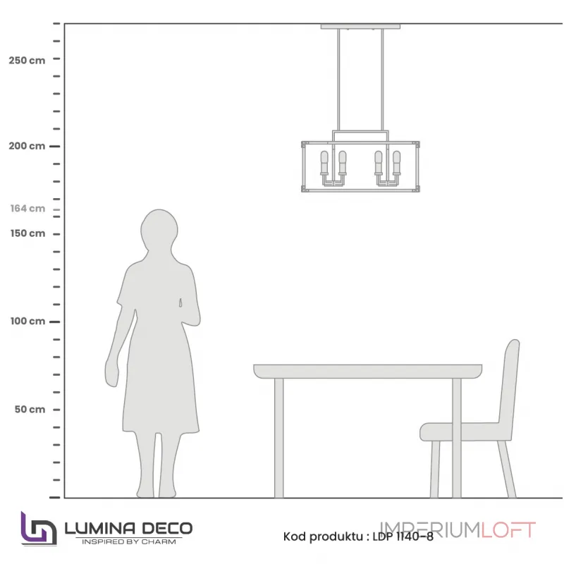 Люстра на штанге Lumina Deco Waldorf LDP 1140-8 BK+MD