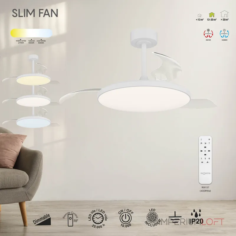 Потолочная люстра-вентилятор Mantra SLIM FAN 9006 от ImperiumLoft Потолочная люстра-вентилятор Mantra SLIM FAN 9006 от ImperiumLoft