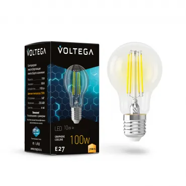 Светодиодная лампа Voltega Crystal Graphene A60 10W 2700K E27 Светодиодная лампа Voltega Crystal Graphene A60 10W 2700K E27
