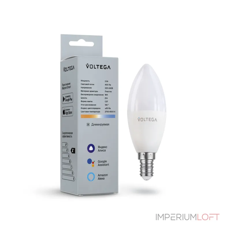 Светодиодная лампа Wi-Fi Candle E14 5W 2700K-6500K MIX DIM от ImperiumLoft
