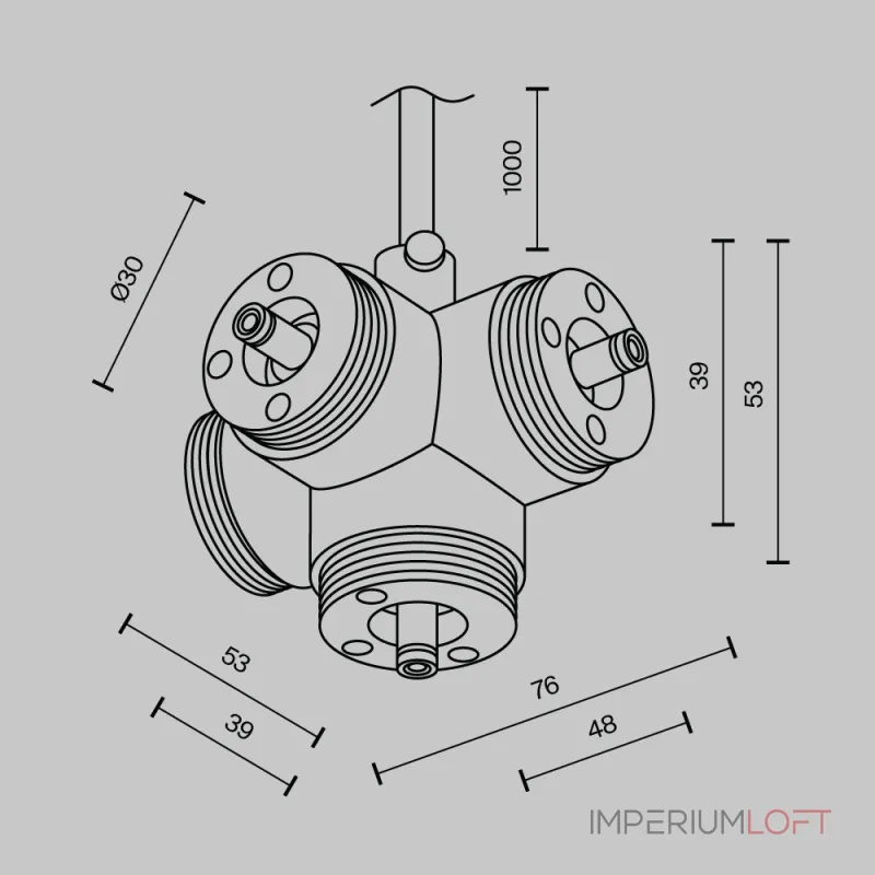 Х-образный вертикальный коннектор для системы Shelf с вводом питания Maytoni Shelf CA019L4C-P-B от ImperiumLoft