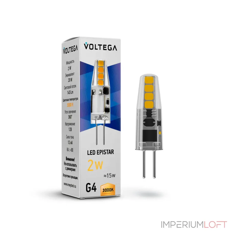 Светодиодная лампа Voltega Simple Capsule 2W 3000K G4 12V от ImperiumLoft Светодиодная лампа Voltega Simple Capsule 2W 3000K G4 12V от ImperiumLoft