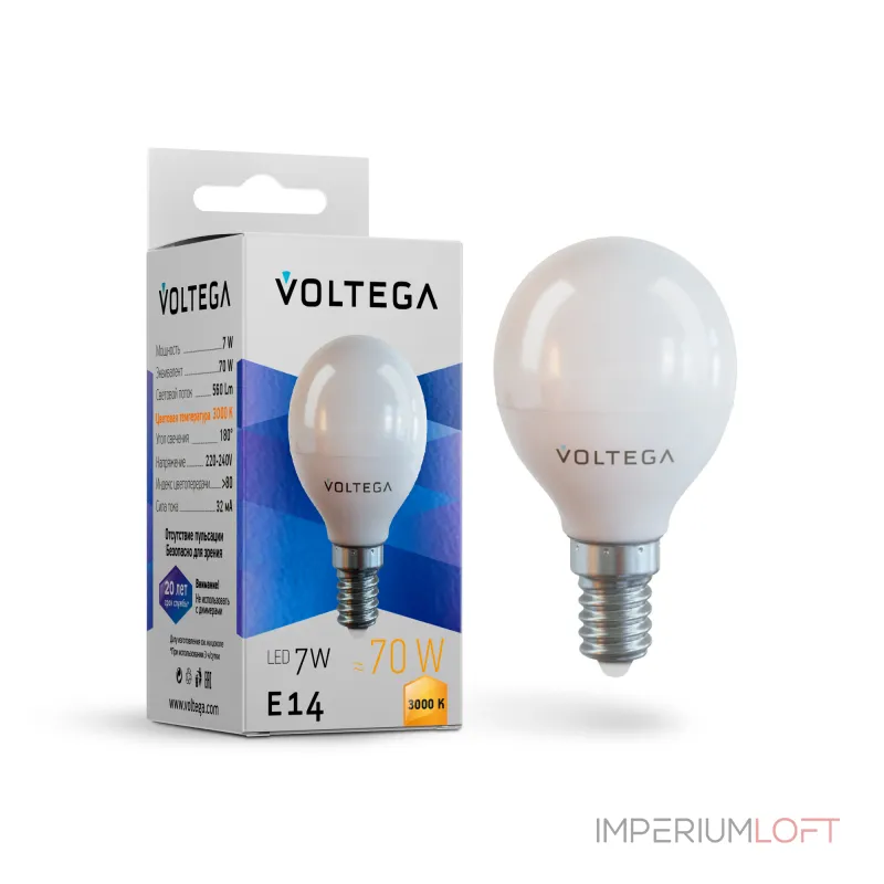 Светодиодная лампа 7W 3000K E14 Voltega Simple 7242 от ImperiumLoft Светодиодная лампа 7W 3000K E14 Voltega Simple 7242 от ImperiumLoft