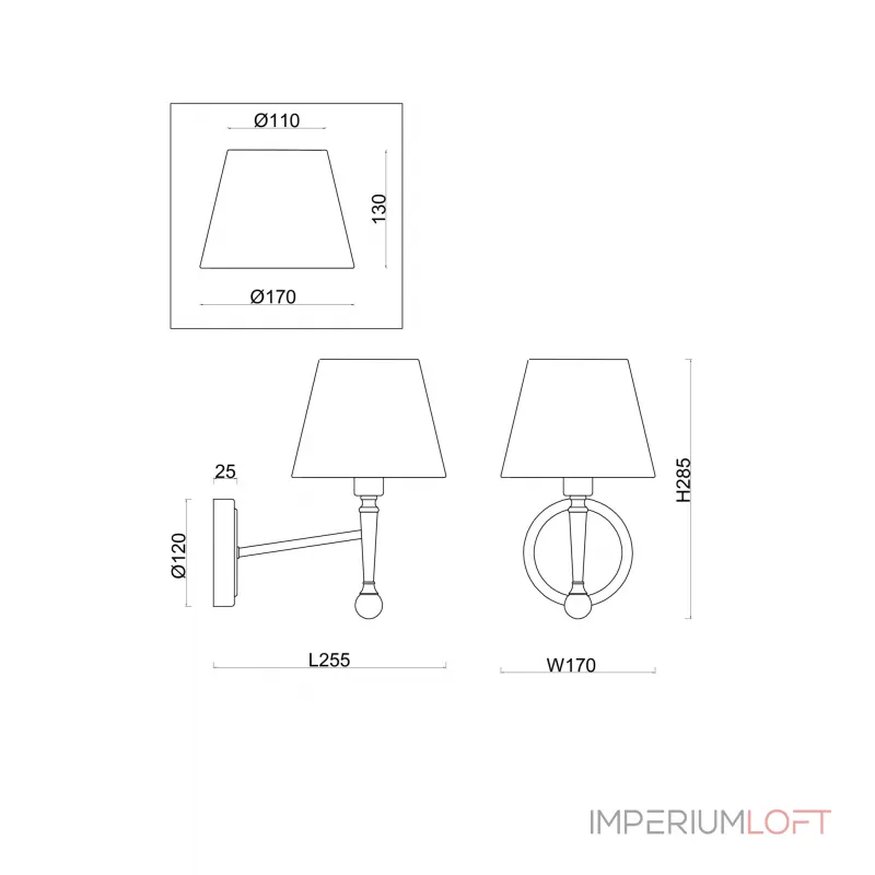 Настенный светильник (бра) Rosemary FR5190WL-01BS1 от ImperiumLoft