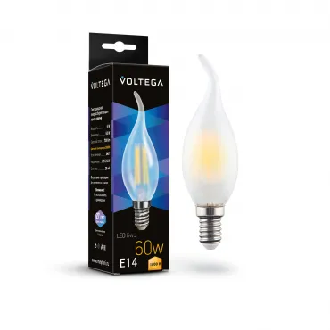 Светодиодная лампа Voltega Crystal Candle wind matt 6W 3000K E14 Светодиодная лампа Voltega Crystal Candle wind matt 6W 3000K E14