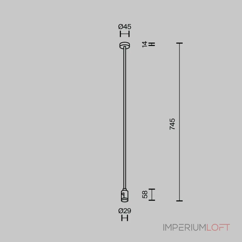 Крепление потолочное Long 700мм с вводом питания Flarity черный Maytoni FLARITY TRA159C-B1-B от ImperiumLoft