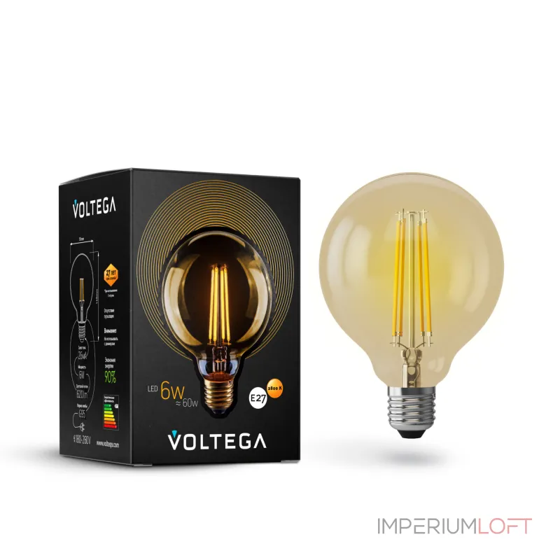 Светодиодная лампа Loft Led G95 6W 2800K E27 от ImperiumLoft