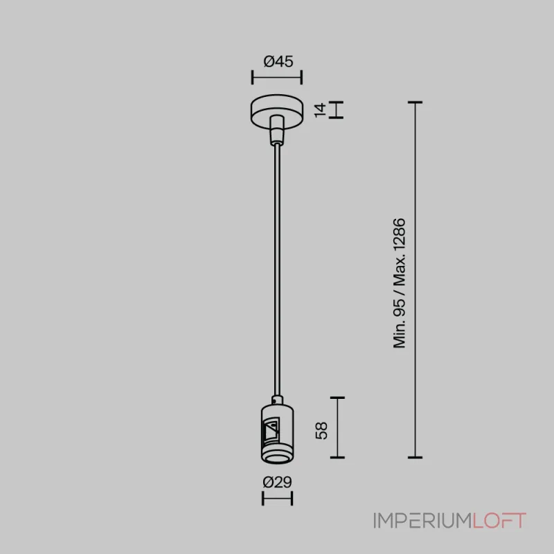 Подвес тросовый Hang с вводом питания Flarity черный Maytoni FLARITY TRA157SW-B1-B от ImperiumLoft