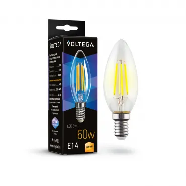 Светодиодная лампа Voltega Crystal Candle 6W 2700K E14 Светодиодная лампа Voltega Crystal Candle 6W 2700K E14