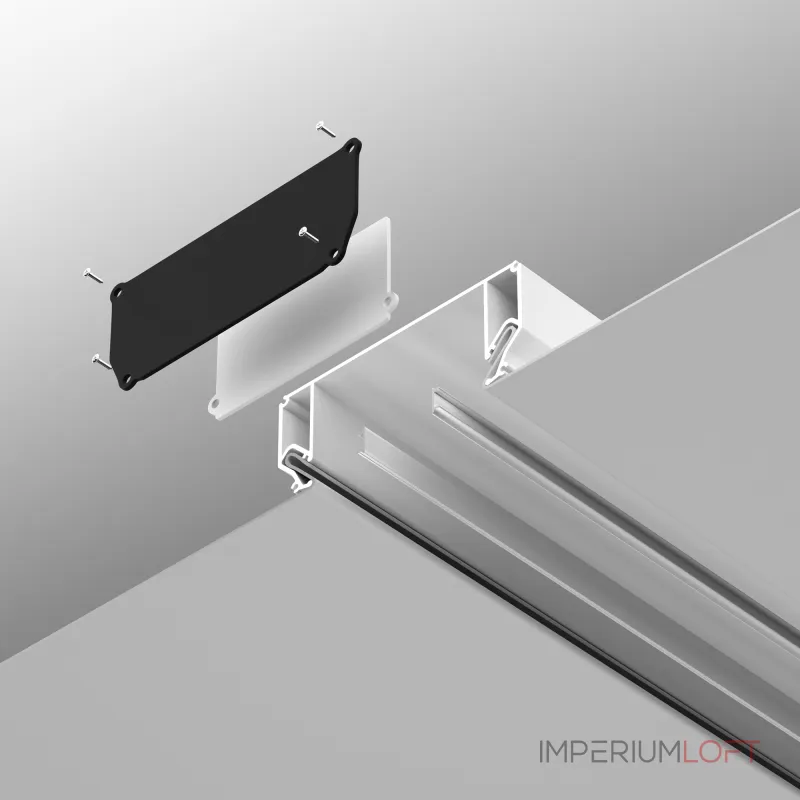 Заглушка декоративная белая 2шт. + фиксирующая черная 2шт. для профиля ALM-9940-SC от ImperiumLoft