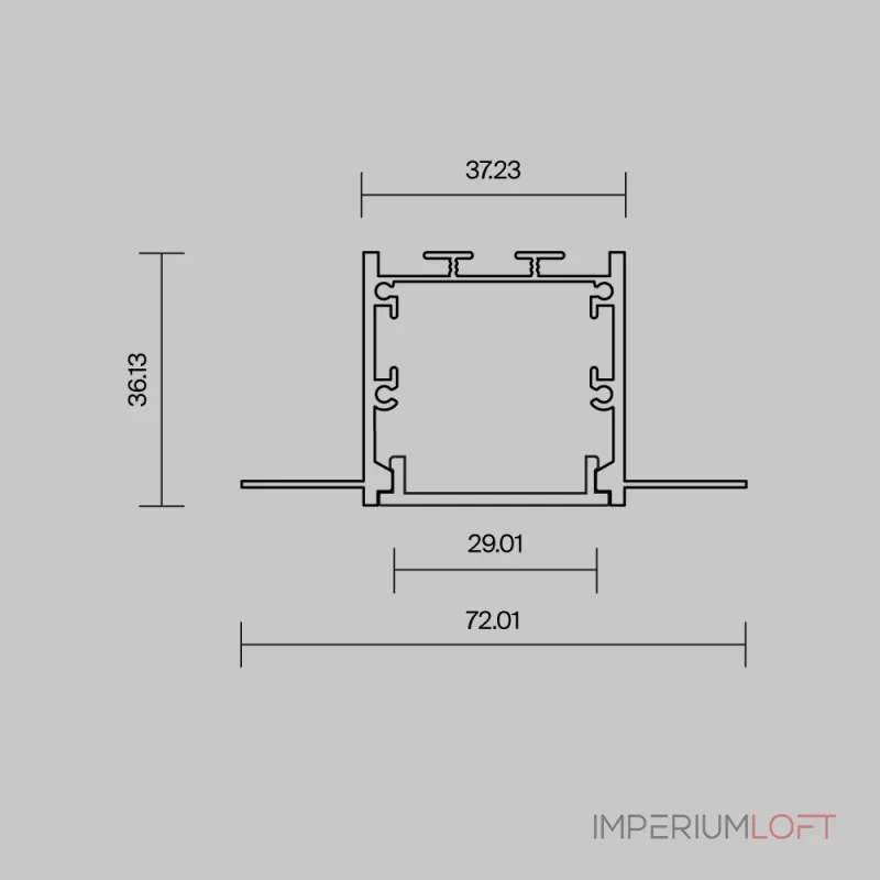 Алюминиевый профиль встраиваемый скрытого монтажа 72x36 (Серебро, 2 м), ALM-7236T-S-2M Maytoni 636010 от ImperiumLoft