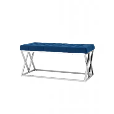Банкетка ИНСИГНИЯ велюр синий сталь серебро Банкетка ИНСИГНИЯ велюр синий сталь серебро