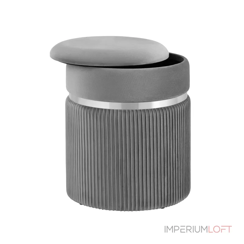 Миранда с ящиком серебро велюр серый от ImperiumLoft
