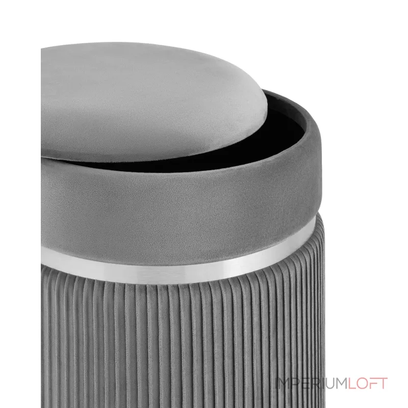 Миранда с ящиком серебро велюр серый от ImperiumLoft