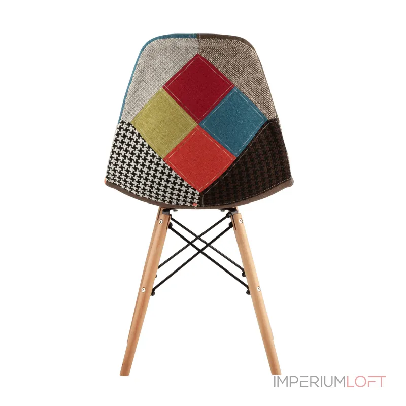 Eames DSW в тканевой обивке в стиле пэчворк, сиденье платиковое, ножки деревянные от ImperiumLoft