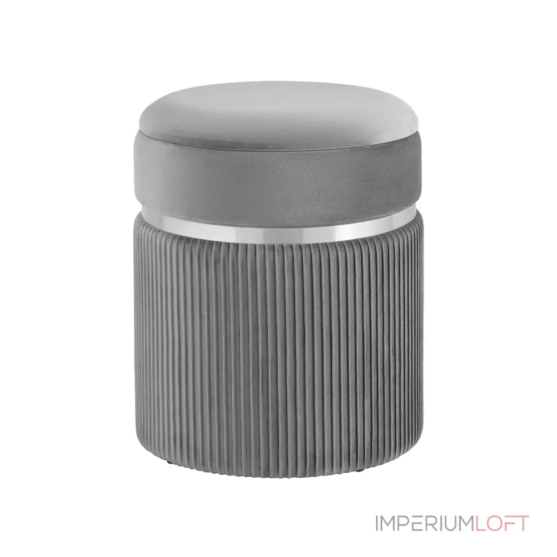 Миранда с ящиком серебро велюр серый от ImperiumLoft