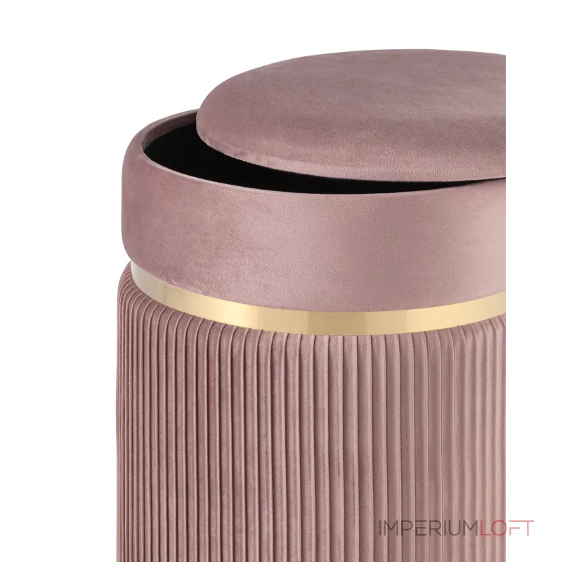 Миранда с ящиком велюр розовый с декоративным золотым ободком от ImperiumLoft