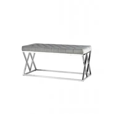 Банкетка ИНСИГНИЯ велюр серый сталь серебро Банкетка ИНСИГНИЯ велюр серый сталь серебро