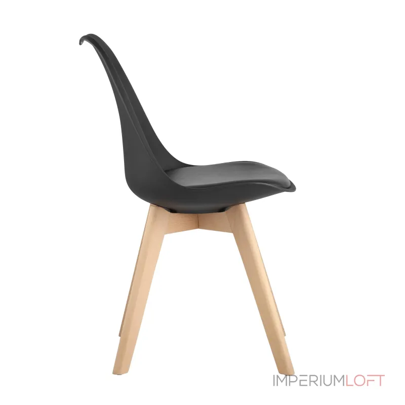 FRANKFURT черный, сиденье экокожа, белый пластик, массив бука от ImperiumLoft